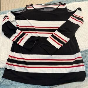 Calvin Klein Striped cold Shoulder Top Size Medium